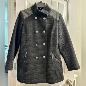 Black Women’s Button Down Pea Coat - L